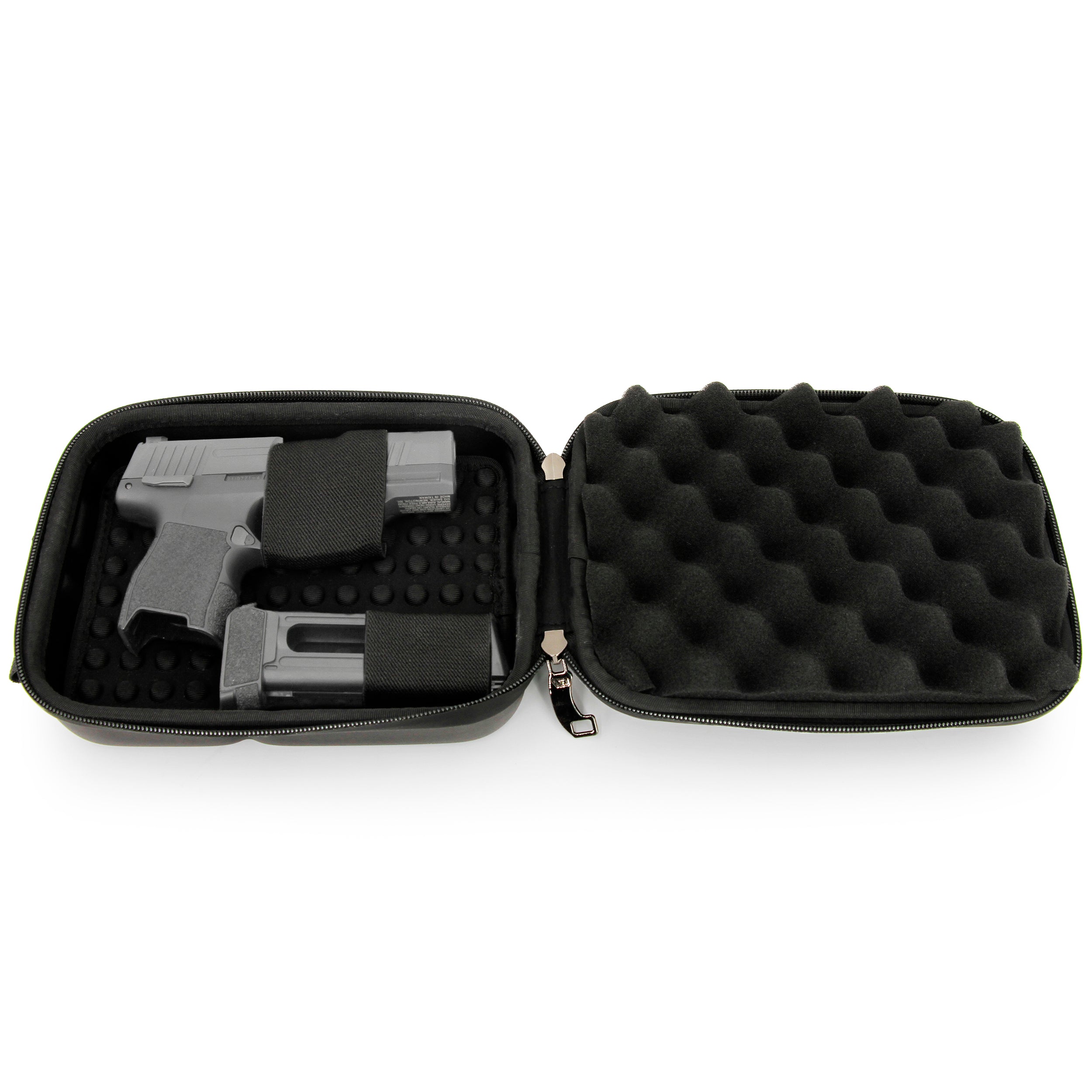 Concealed Carry Locking Pistol Case Fits 9mm Pistols and Extra Mag - Portable EVA Handgun Case Water Resistant Gun Bag and Shoulder Strap