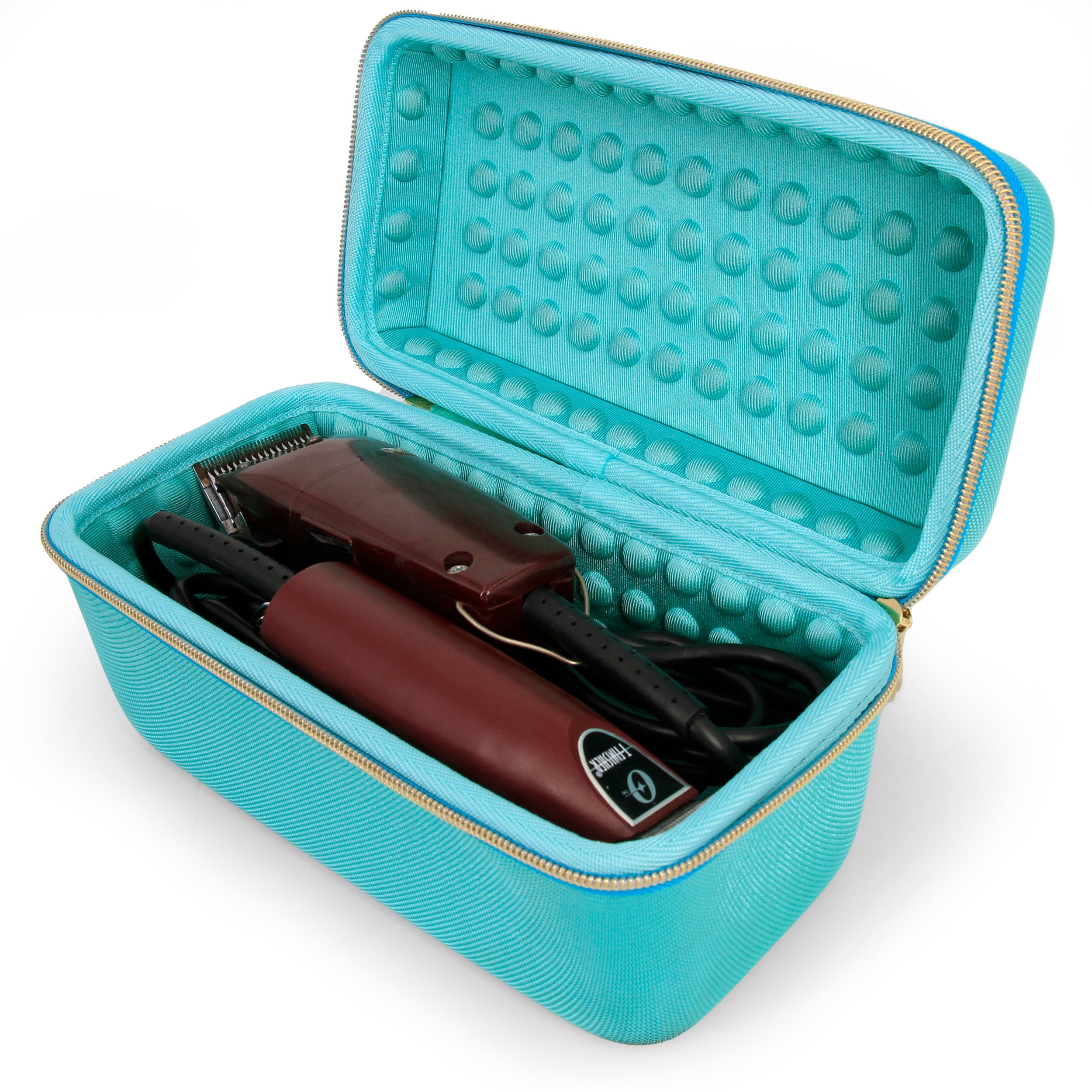 Clipper Case Holds Up to 3 Clippers, Hair Buzzers, Trimmers or T-Finisher Up to 8.5" - Travel Barber Case Only, Turquoise