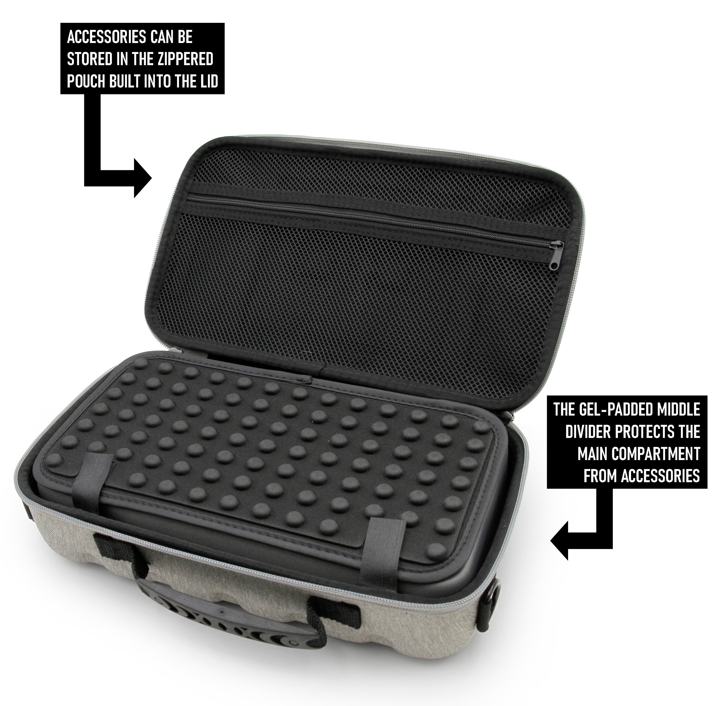 Hair Clipper Case For Barbers Compatible with 14 Metal Andis, Oster, Wahl - Detachable Clipper Blades, Includes Grey Carry Case Only