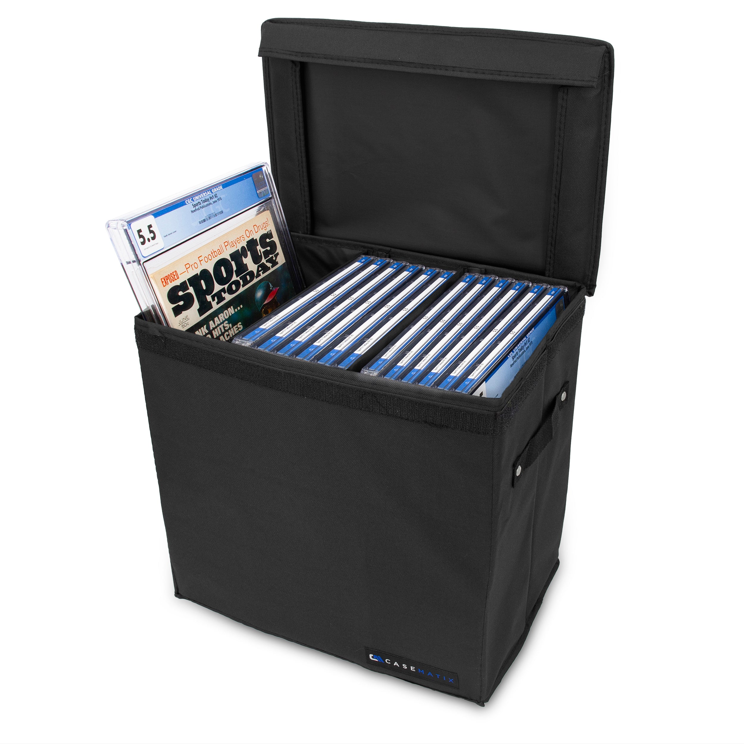 Graded Magazine Storage Case Fits 25 CGC Graded Magazines with Two Removable Dividers For Larger Graded Book Slabs up to 14.5" x 10.25"
