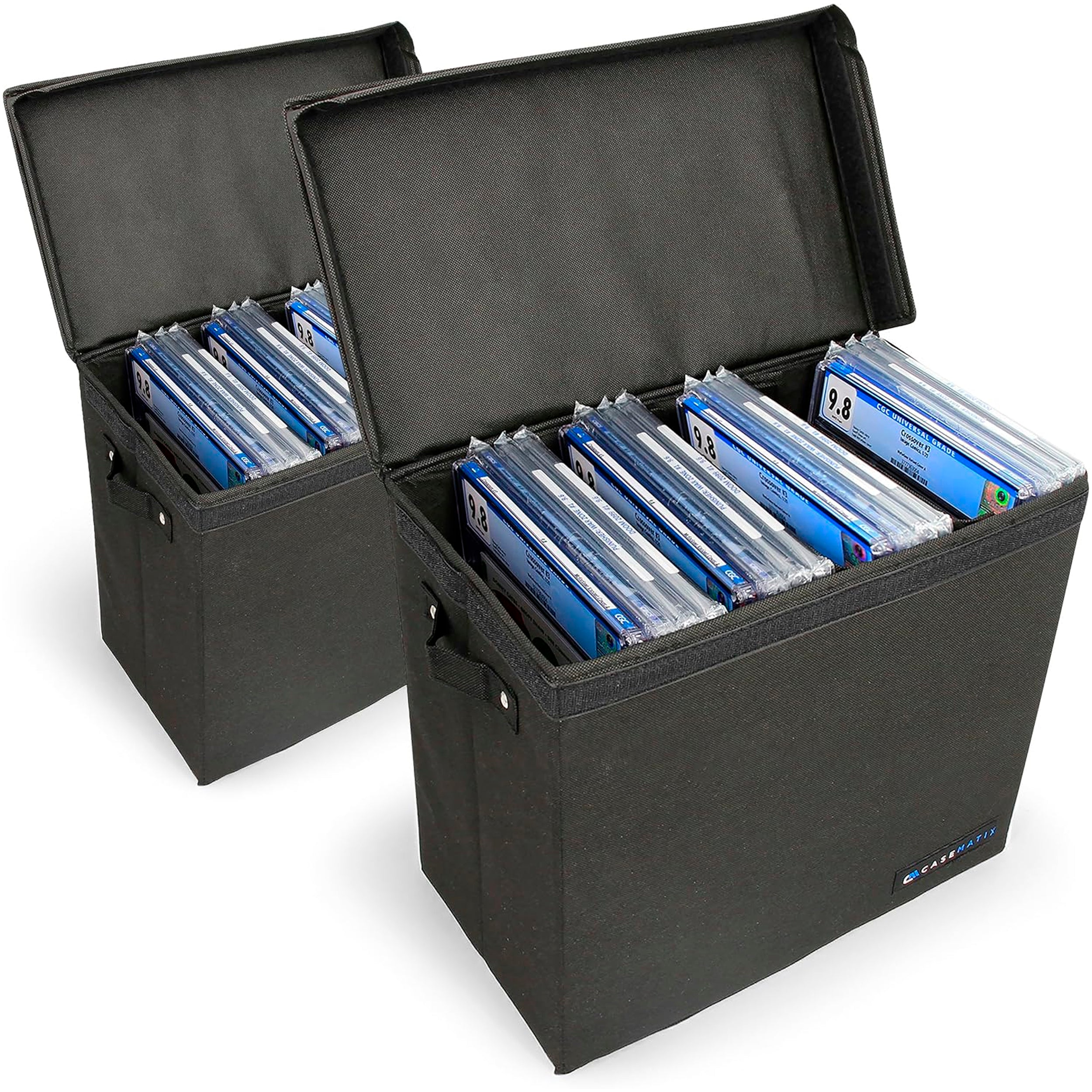 Graded Comic Book Storage Case Fits up to 28 CGC Graded Comics, Lightweight Comic Book Bin with Three Comic Book Partitions (2 Pack)