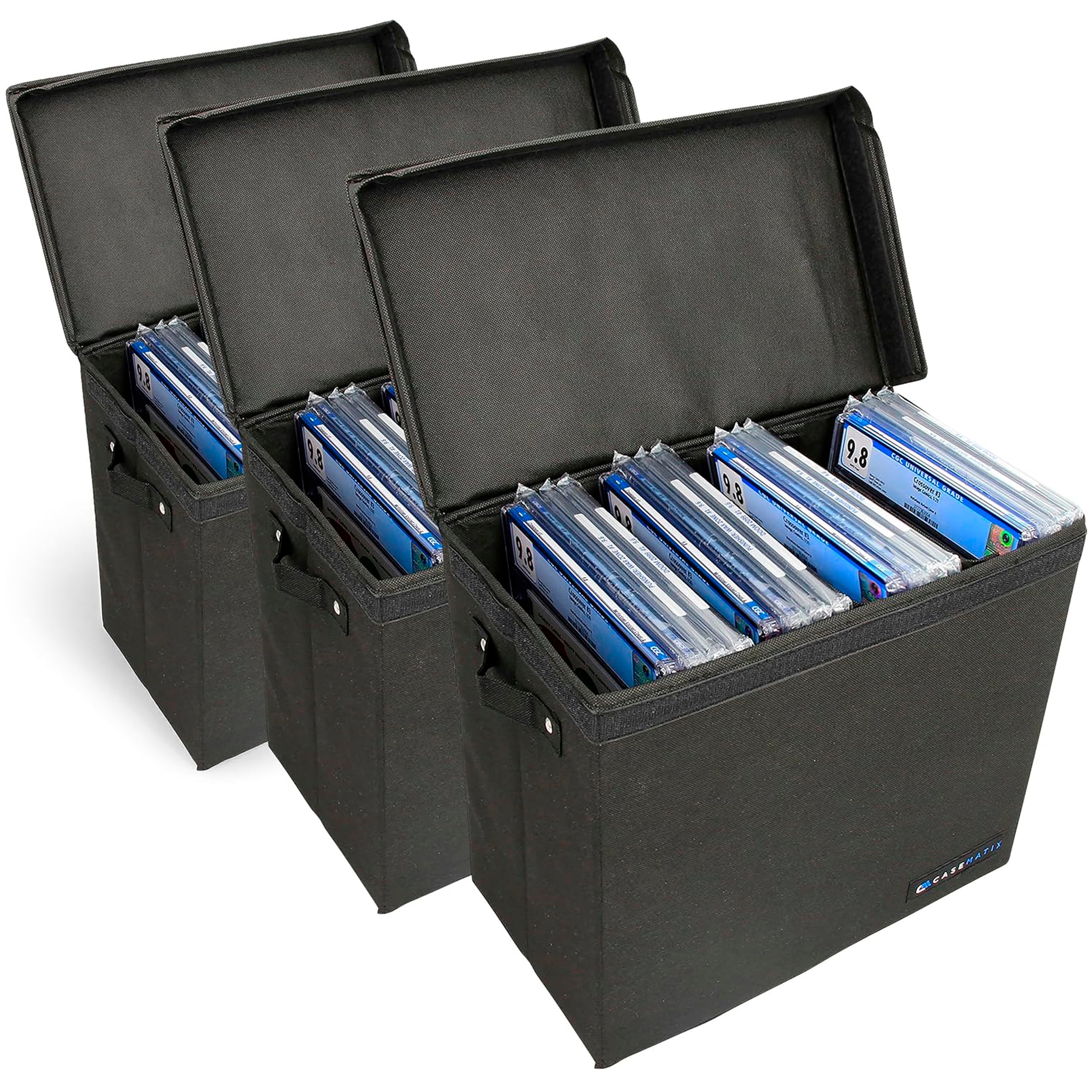 Graded Comic Book Storage Case Fits up to 28 CGC Graded Comics, Lightweight Comic Book Bin with Three Comic Book Partitions (3 Pack)