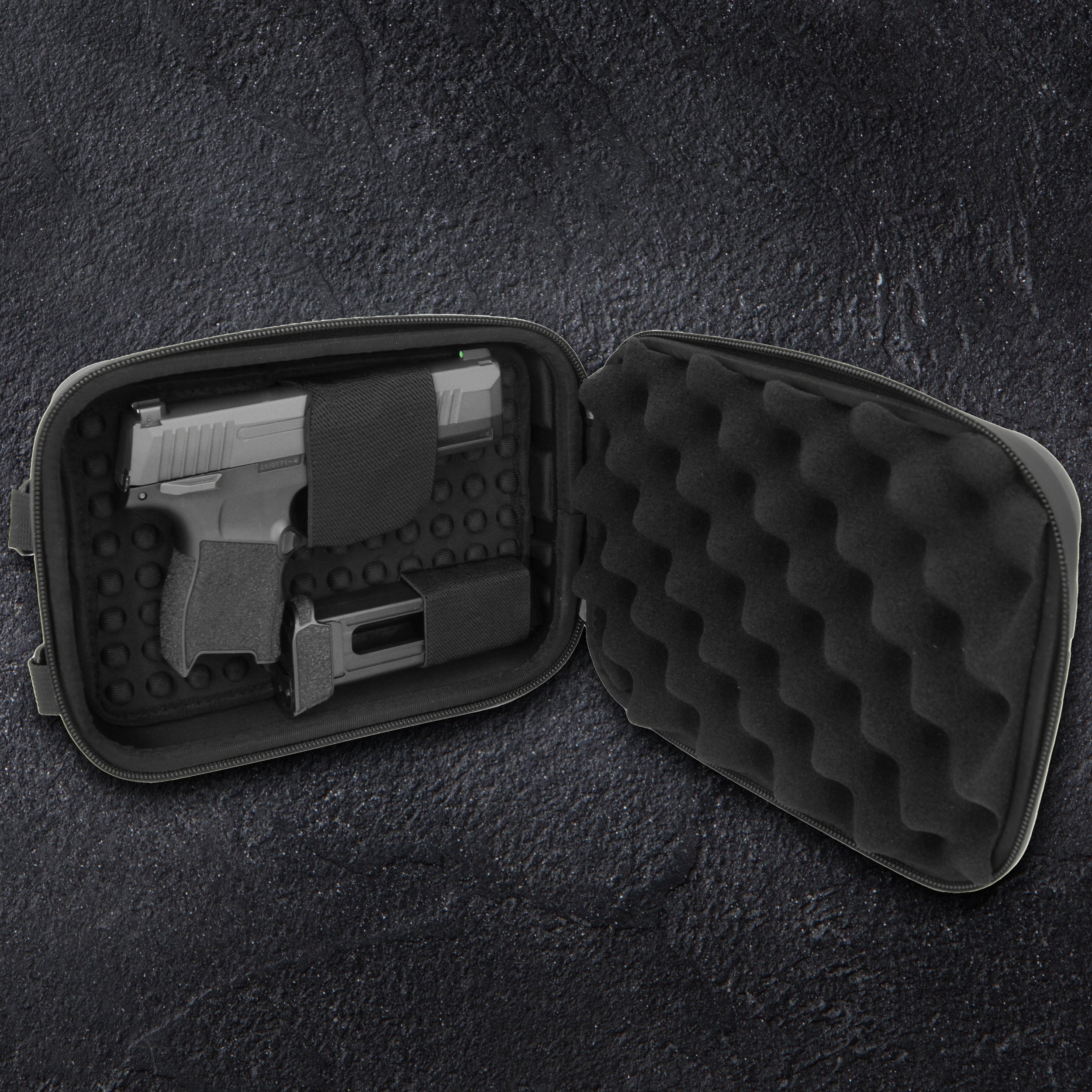 Concealed Carry Locking Pistol Case Fits 9mm Pistols and Extra Mag - Portable EVA Handgun Case Water Resistant Gun Bag and Shoulder Strap