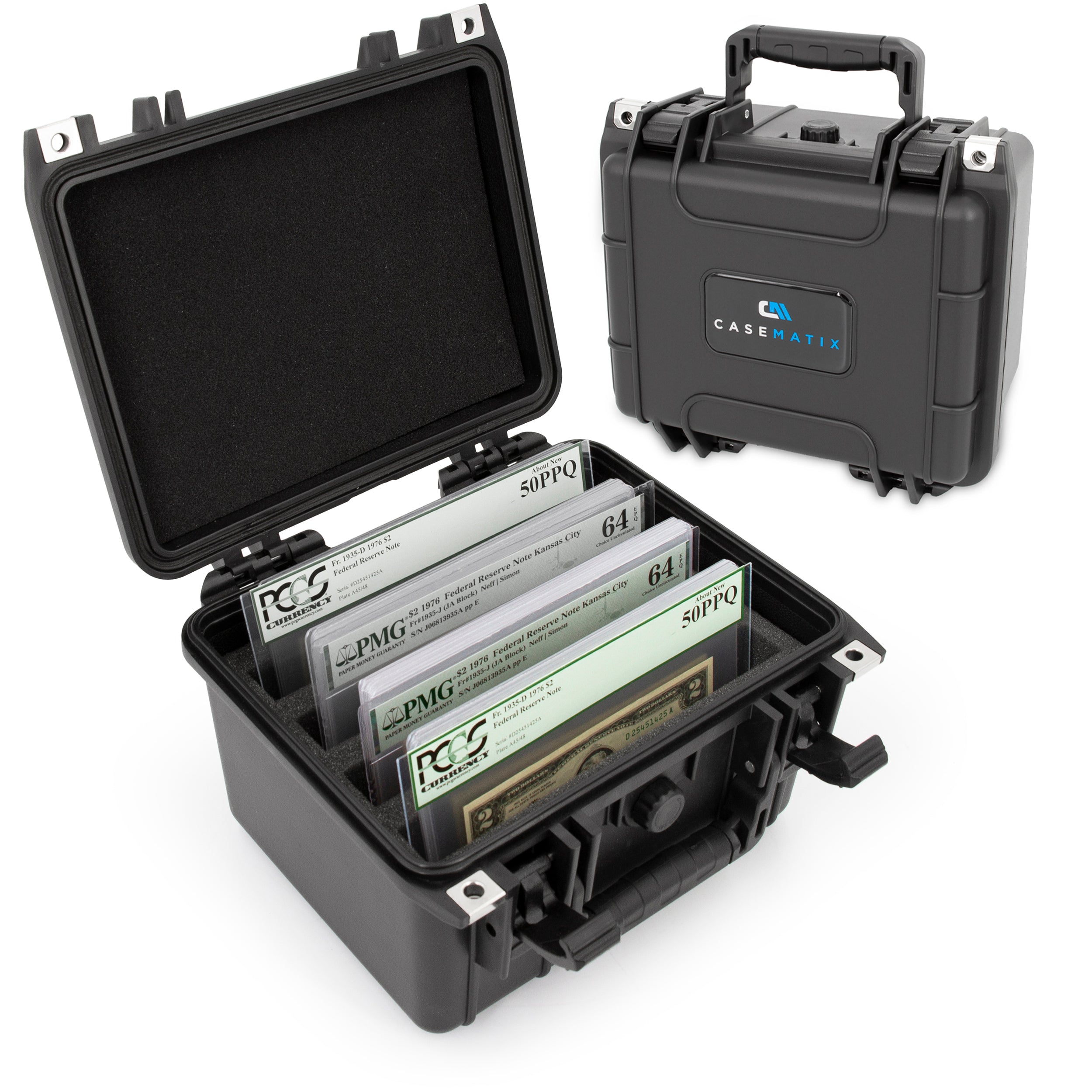 IPX7 Waterproof Collectible Currency Graded Banknote Case Compatible with PCGS and PMG Money Holders - Currency Sleeve Storage With Dividers
