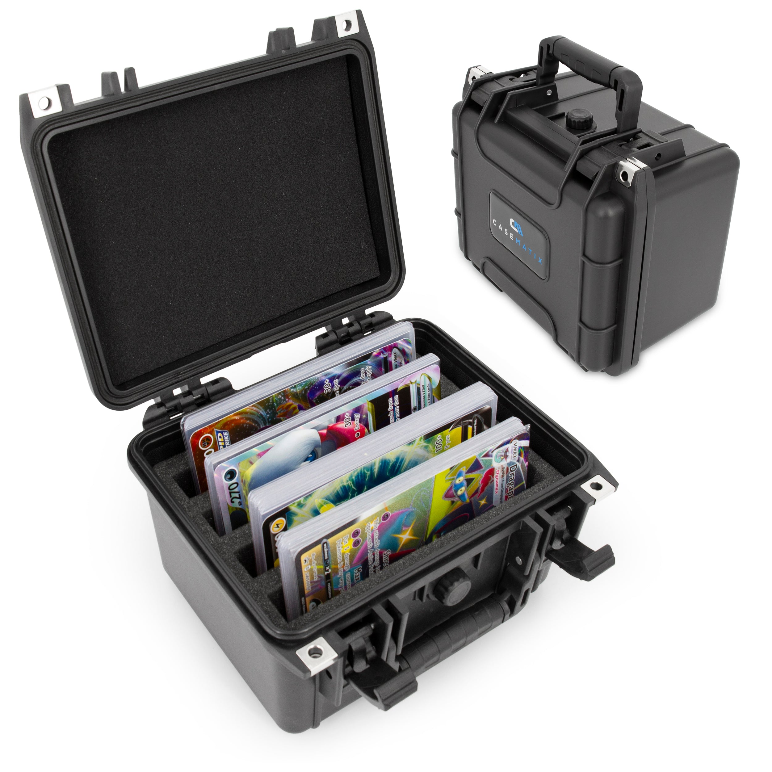 Crush Proof Jumbo Card Case With 4 Dividers - Waterproof Oversize Card Case for Large Pokemon Cards, Fits 8.5" x 5.6" Sleeves, IPX7 Protection