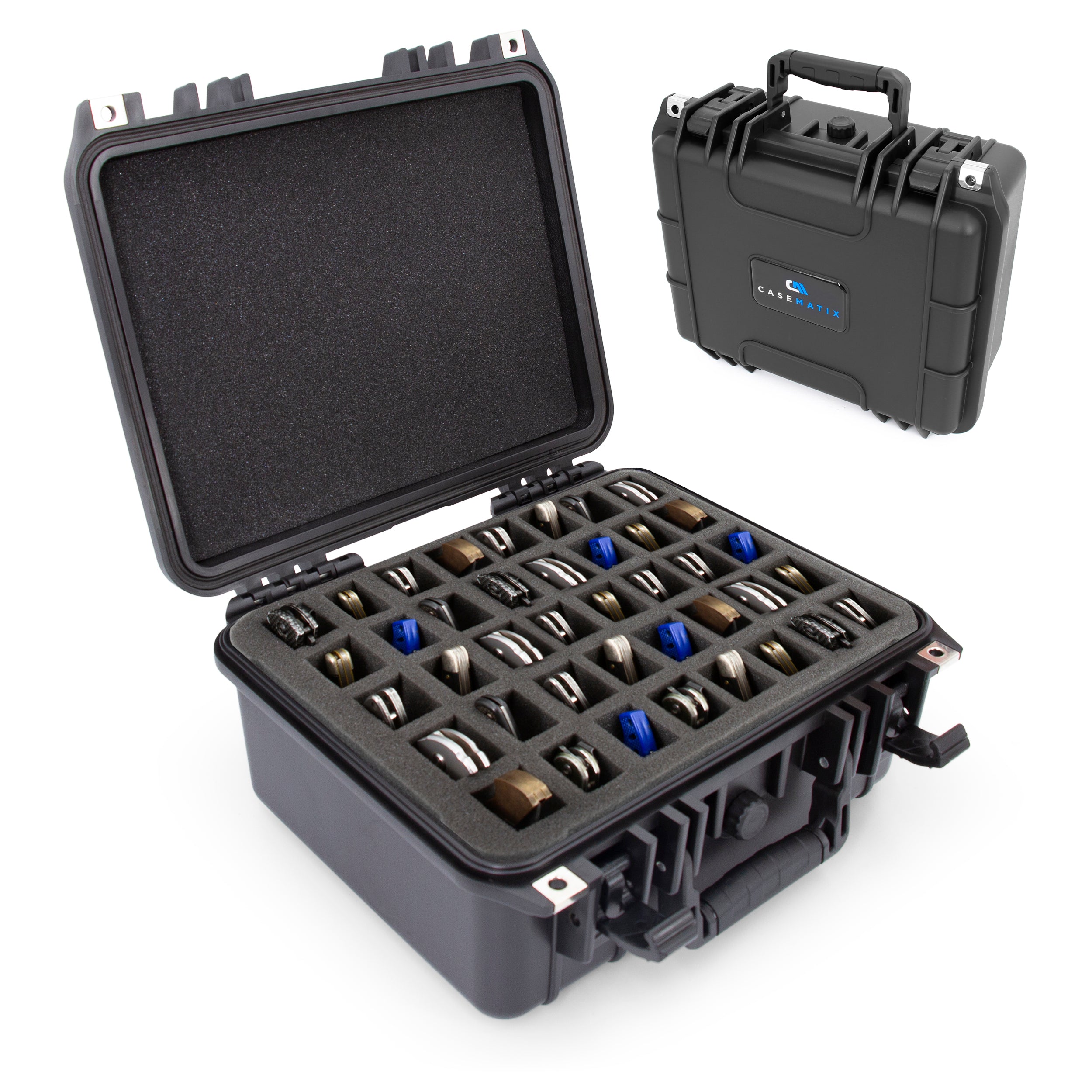 13" 40 Folding Knife Case - Waterproof Pocket Knife Holder & Knife Box Organizer Fits 40 Folding Knives Up To 5" with Lockable Storage