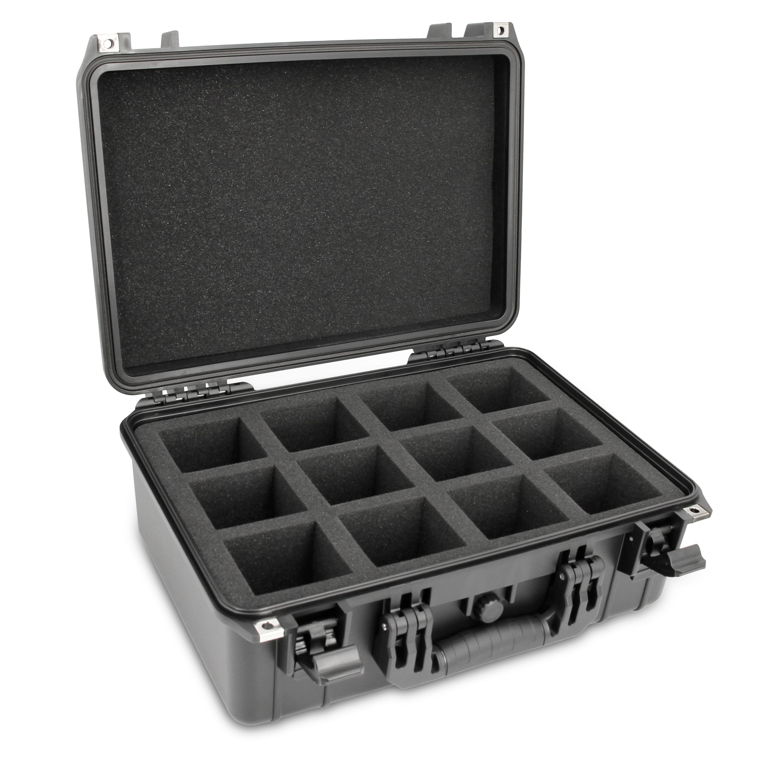 Portable Drill Battery Case Compatible with 12 Milwaukee M18 Battery Packs For Drills and M18 Tools, IPX7 Waterproof and Crushproof Hard Tool Case