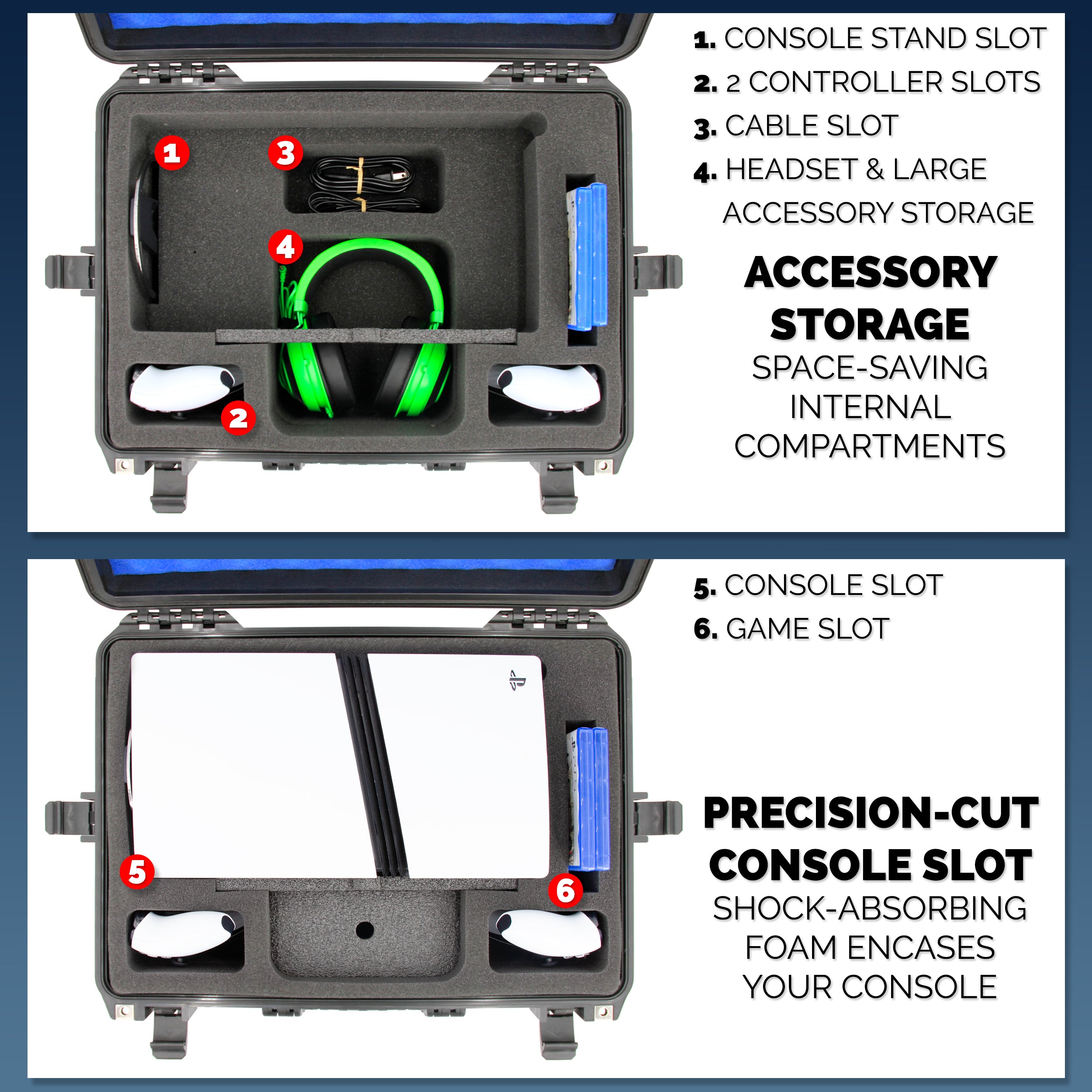 Travel Case Compatible With PlayStation 5 Pro & PS5 Pro Disc Drive - Hard Shell Waterproof Case with Custom Foam for Console and PS5 Pro Accessories