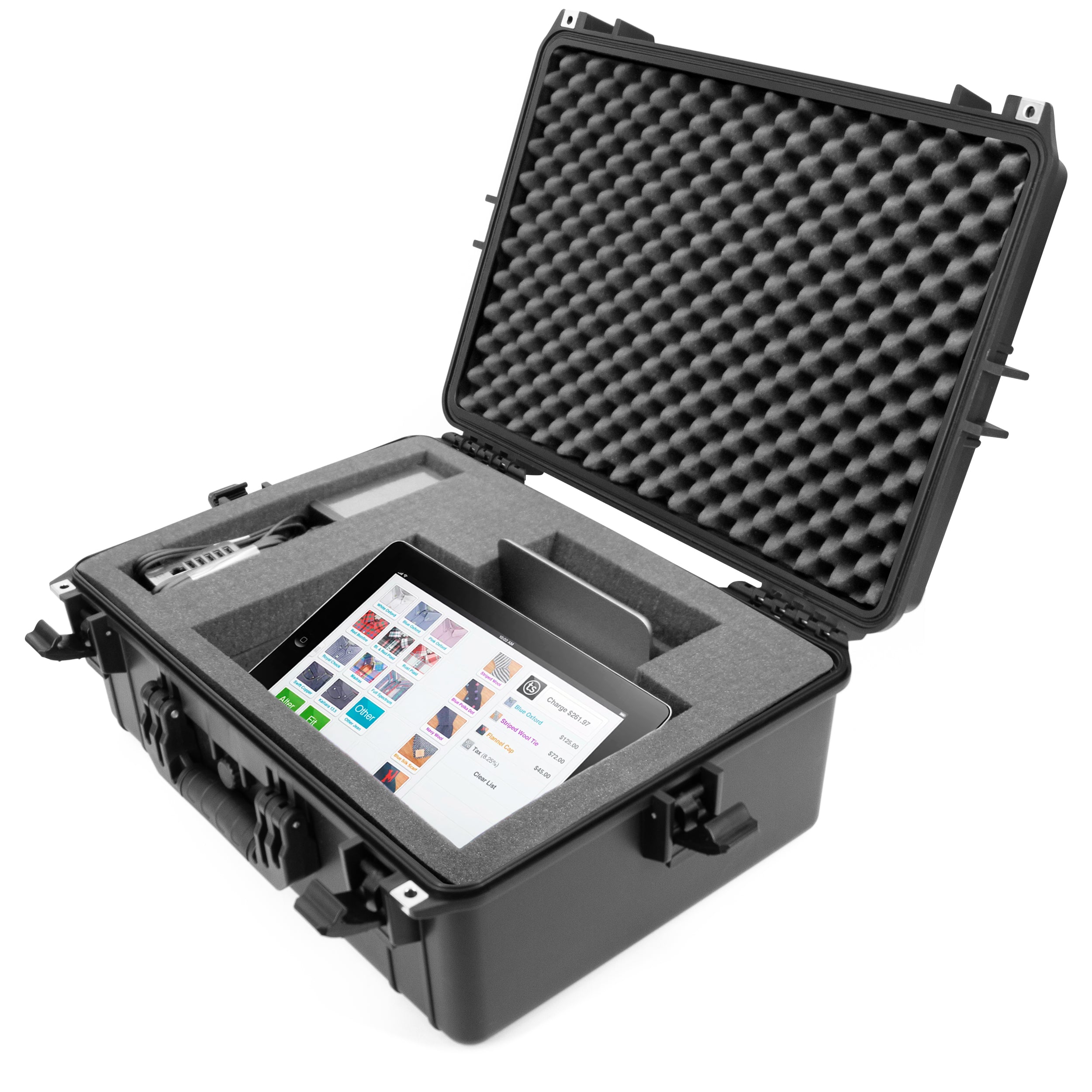 Custom Waterproof Case Compatible with Square Register POS System - Impact Resistant Foam Protection with Heavy Duty Latches & Padlock Holes