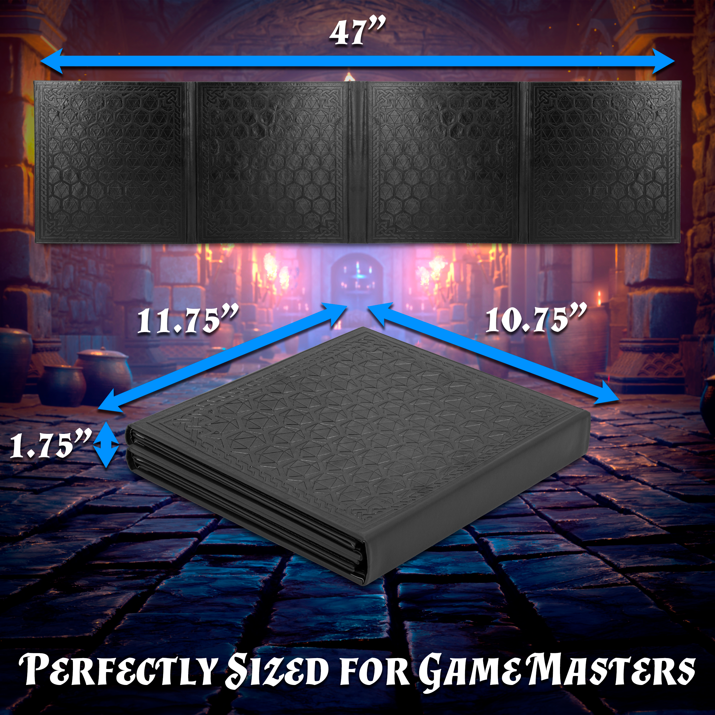 DM Screen 8-Panel Deluxe GM Screen - Eight Panel Folding Dungeon Master Screen for TTRPGs - Inserts Not Included - Black, Brown or Green Options