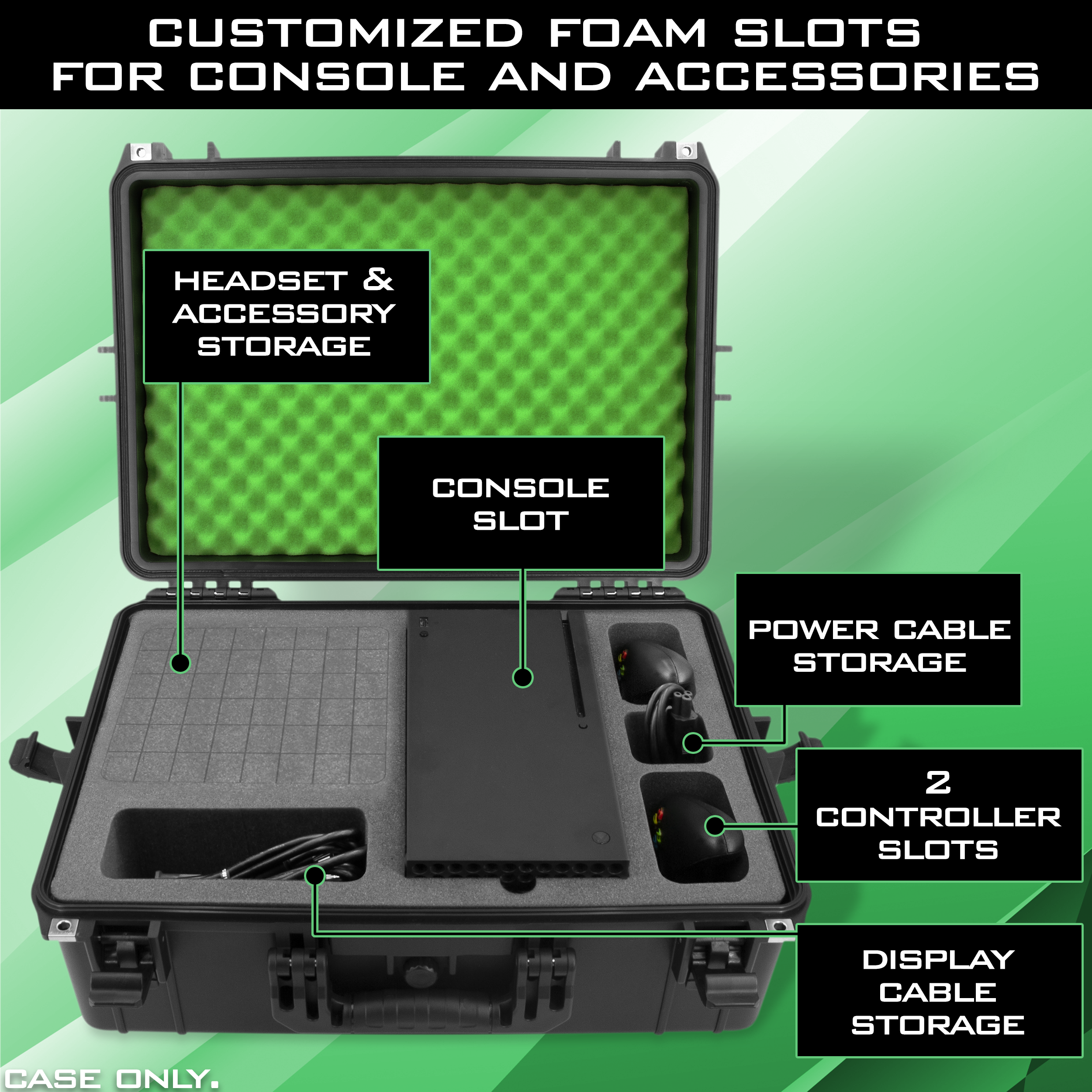 Hard Shell Travel Case Compatible with Xbox Series X Console, Controllers, Headset and Accessories - Waterproof and Crushproof with Foam