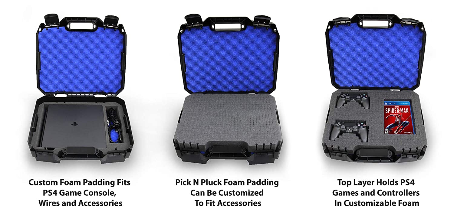 Travel Case Compatible with PlayStation 4 Slim 1TB Console and Accessories such as Controllers, Wireless Move Motion, Games and Cables