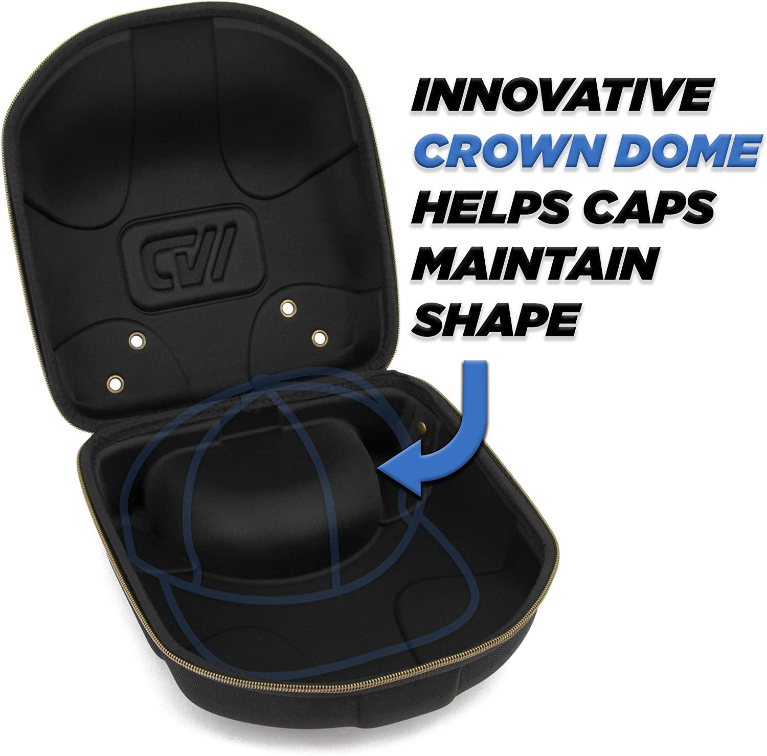 Hat Travel Case for up to 4 Baseball Caps with Crush-Resistant Hard Shell Outer, Adjustable Shoulder Strap and Comfortable Handle