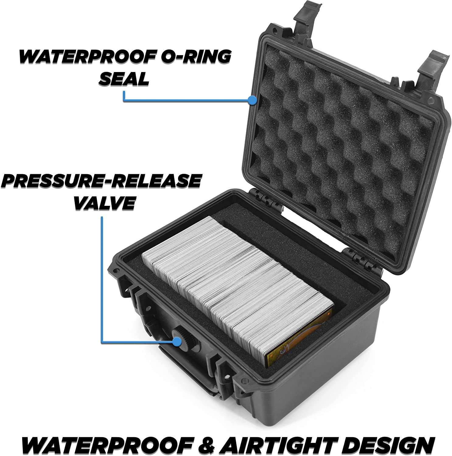 Waterproof Trading Card Case for 550 Cards - Trading Card Box with Foam Interior Compatible with Magic The Gathering, Cards Against Humanity