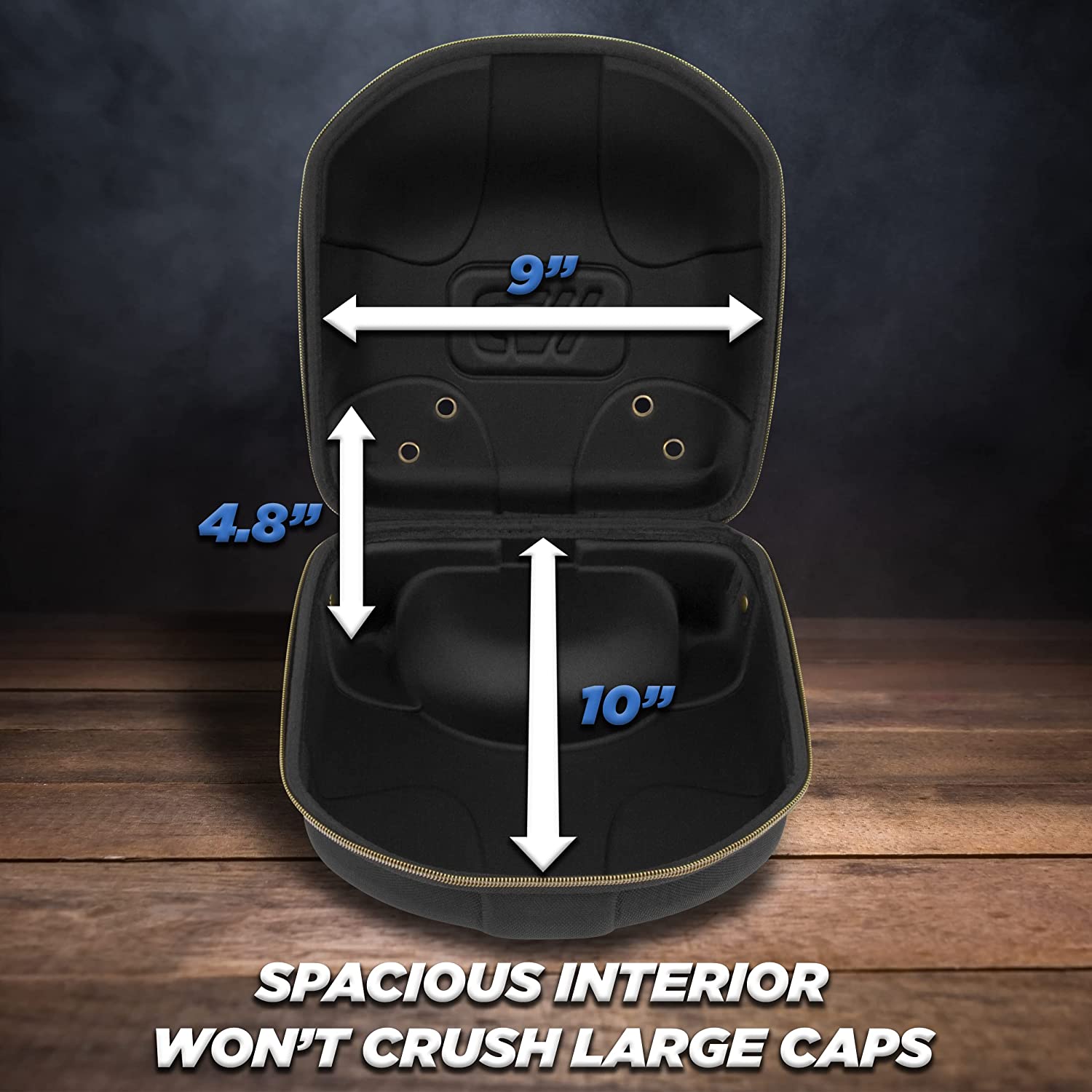 Hat Travel Case for up to 4 Baseball Caps with Crush-Resistant Hard Shell Outer, Adjustable Shoulder Strap and Comfortable Handle