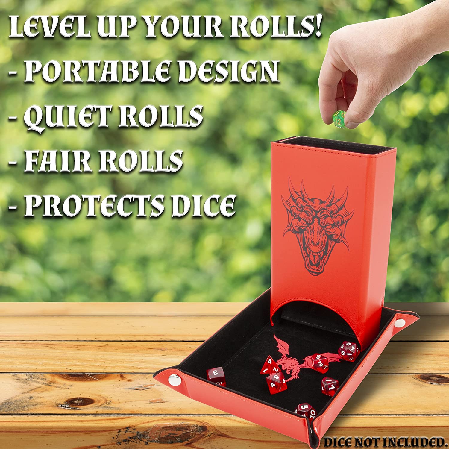 Portable Dice Tower and Tray with Non-Scratch Felt Interior - Folding 8" Auto Dice Roller Dice Tower for Fair and Random Dice Rolling