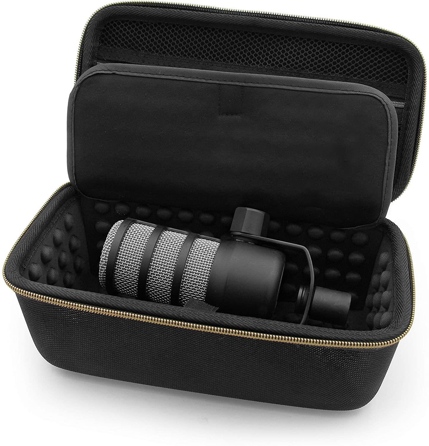 Travel Case Compatible with Rode PodMic Dynamic Microphone, Shure MV7 XLR and Other Cardioid Condenser Microphones & Accessories
