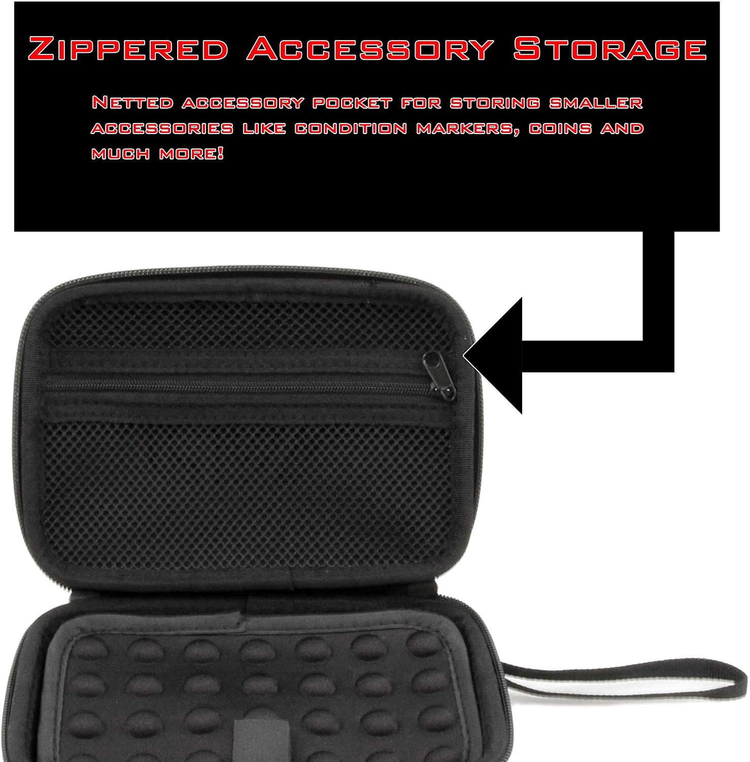 Travel Dice Case for 100+ RPG Dice with Padded Interior Divider and Wrist Strap - Hard Shell Protective DND Dice Box and RPG Dice Case