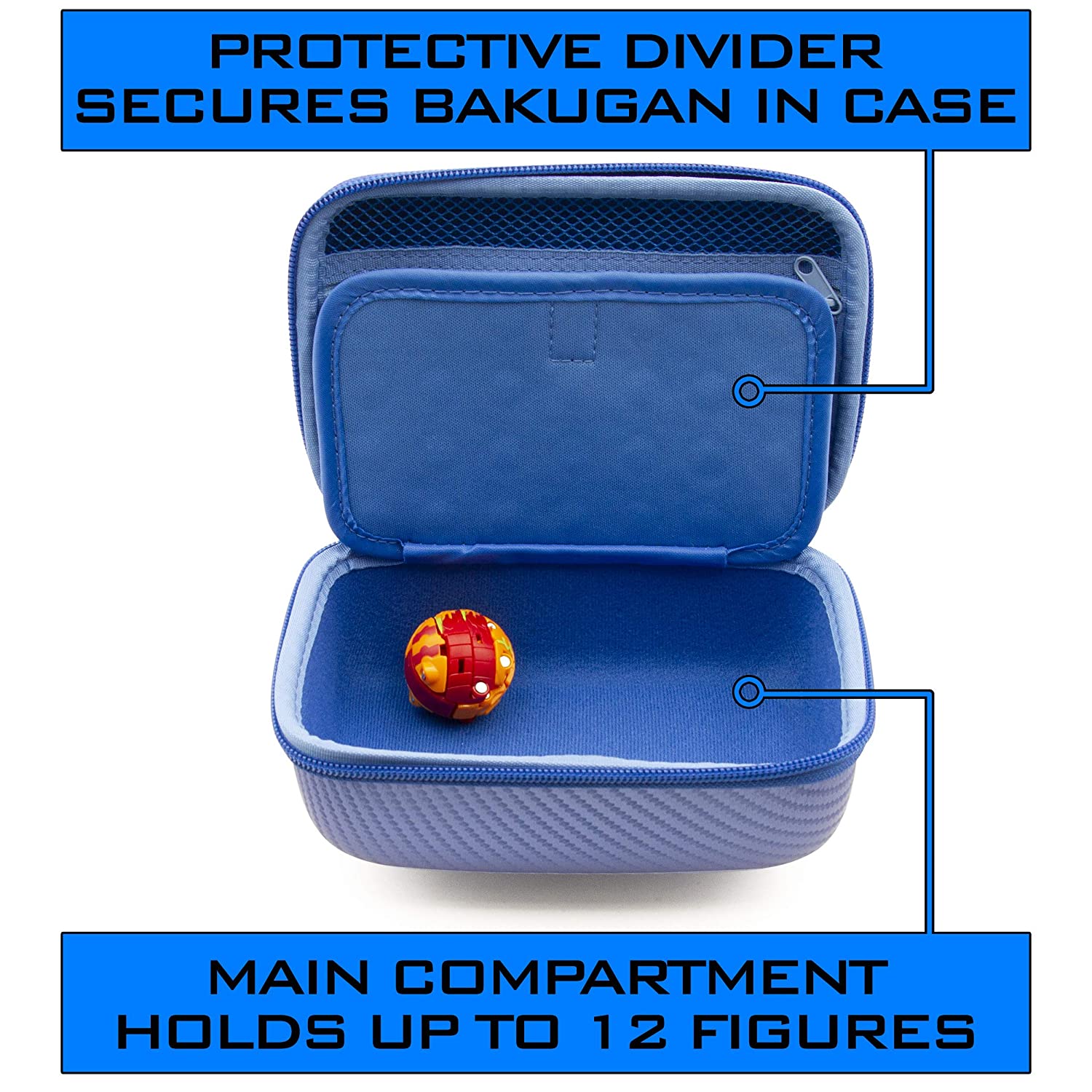 Bakugan Travel Case - Hard Shell Protection for Bakugan Figures, BakuCores & Trading Cards with Padded Divider & Wrist Strap