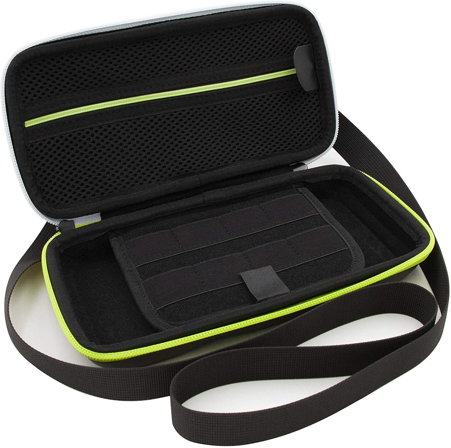 Carrying Case Compatible with Nintendo Switch Lite - 8 Game Slots, Non-Scratch Divider for Screen Protection, Accessory Storage and Adjustable Strap