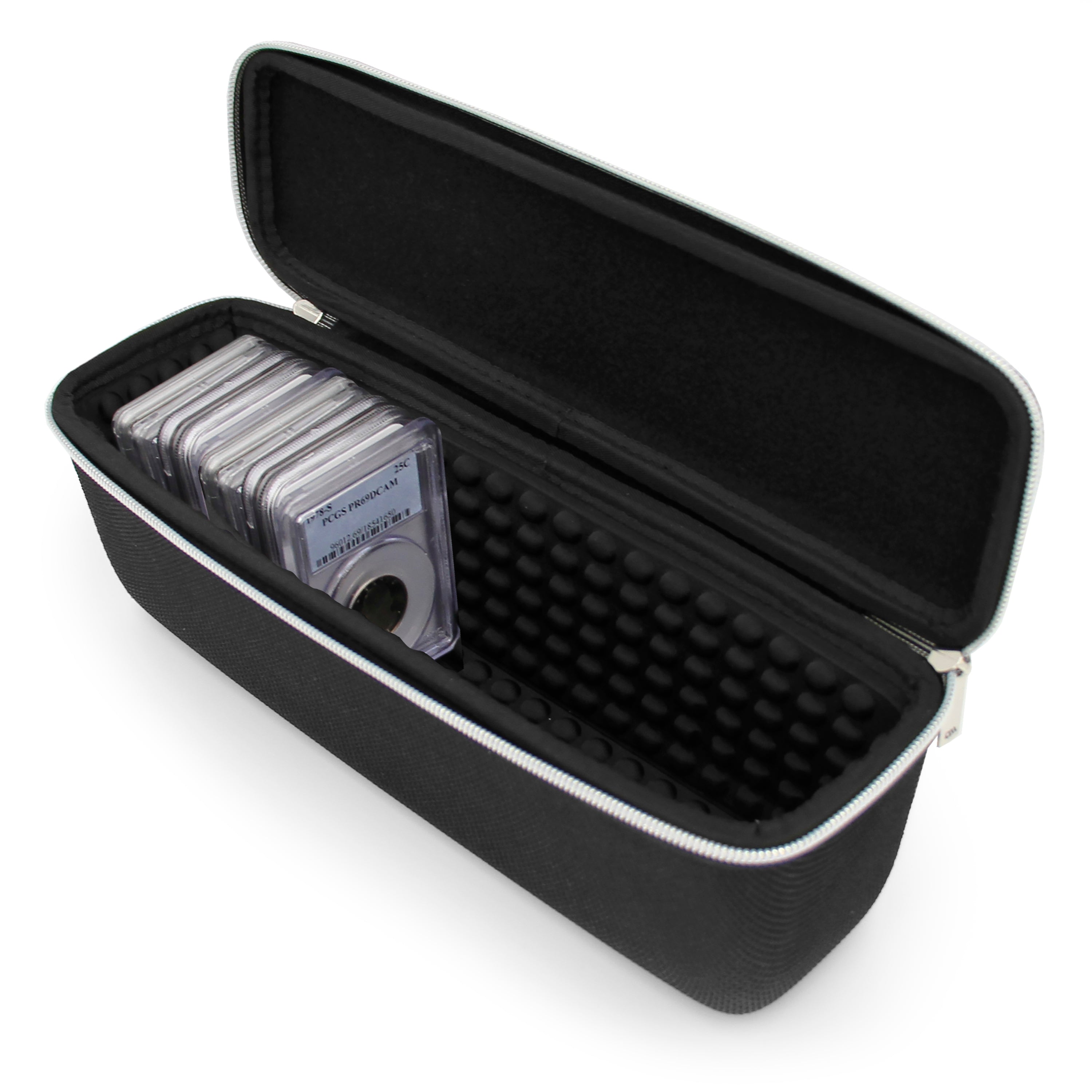 Hard Shell Graded Coin Storage Box with Padded Interior Compatible with 25 NGC PCGS Graded Coin Slabs for Collectors, Fits All Graded Coins