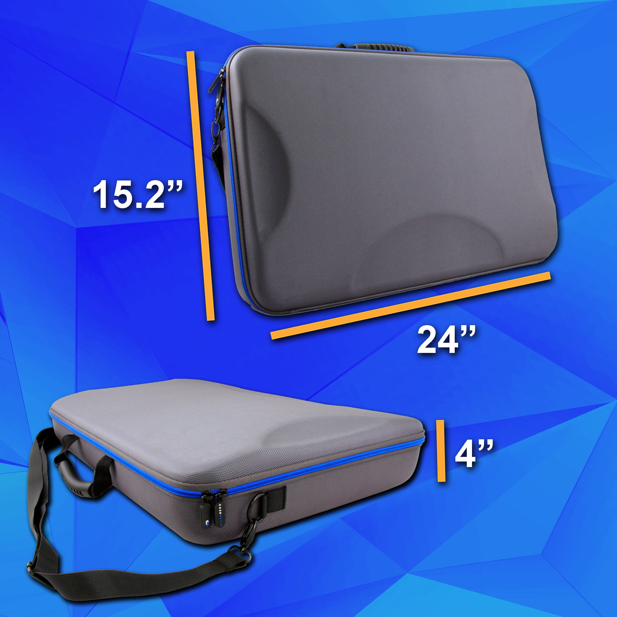 24" Hard Shell EVA Travel Case with Shoulder Strap and Protective Foam Interior - Fits Accessories up to 22.5" x 13.5" x 2.75"