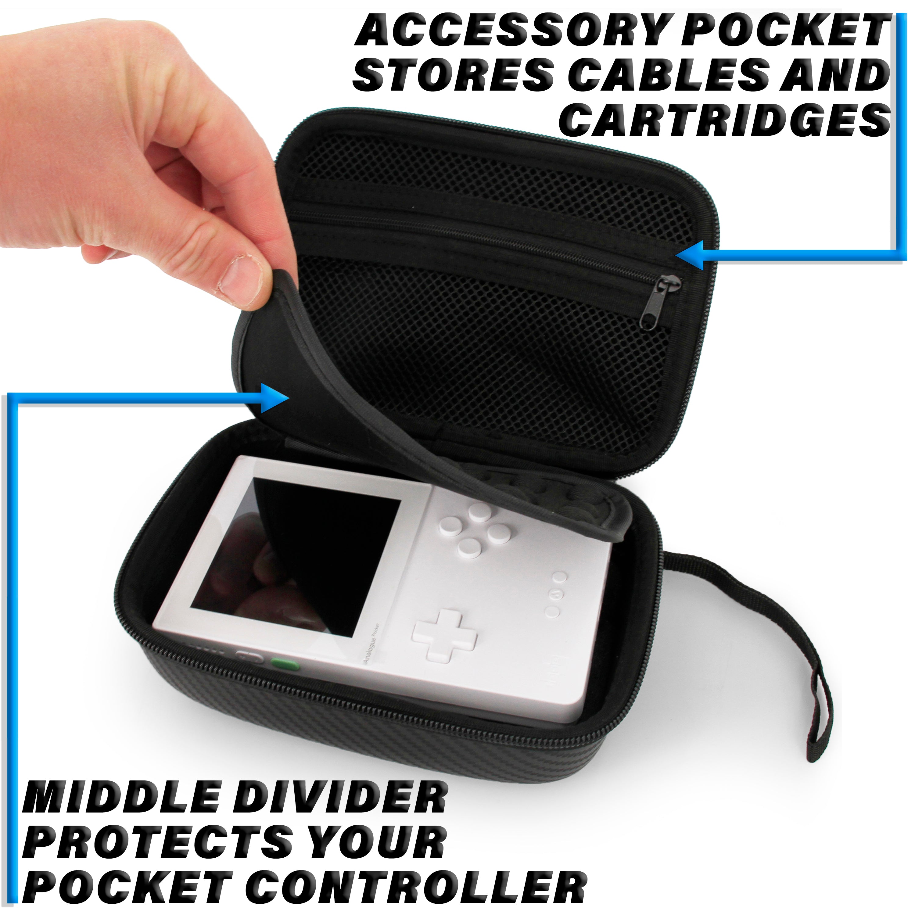Travel Case Compatible with Analogue Pocket Handheld Game Console, Gaming Flash Cartridges, Charge Cable and More - Case Only