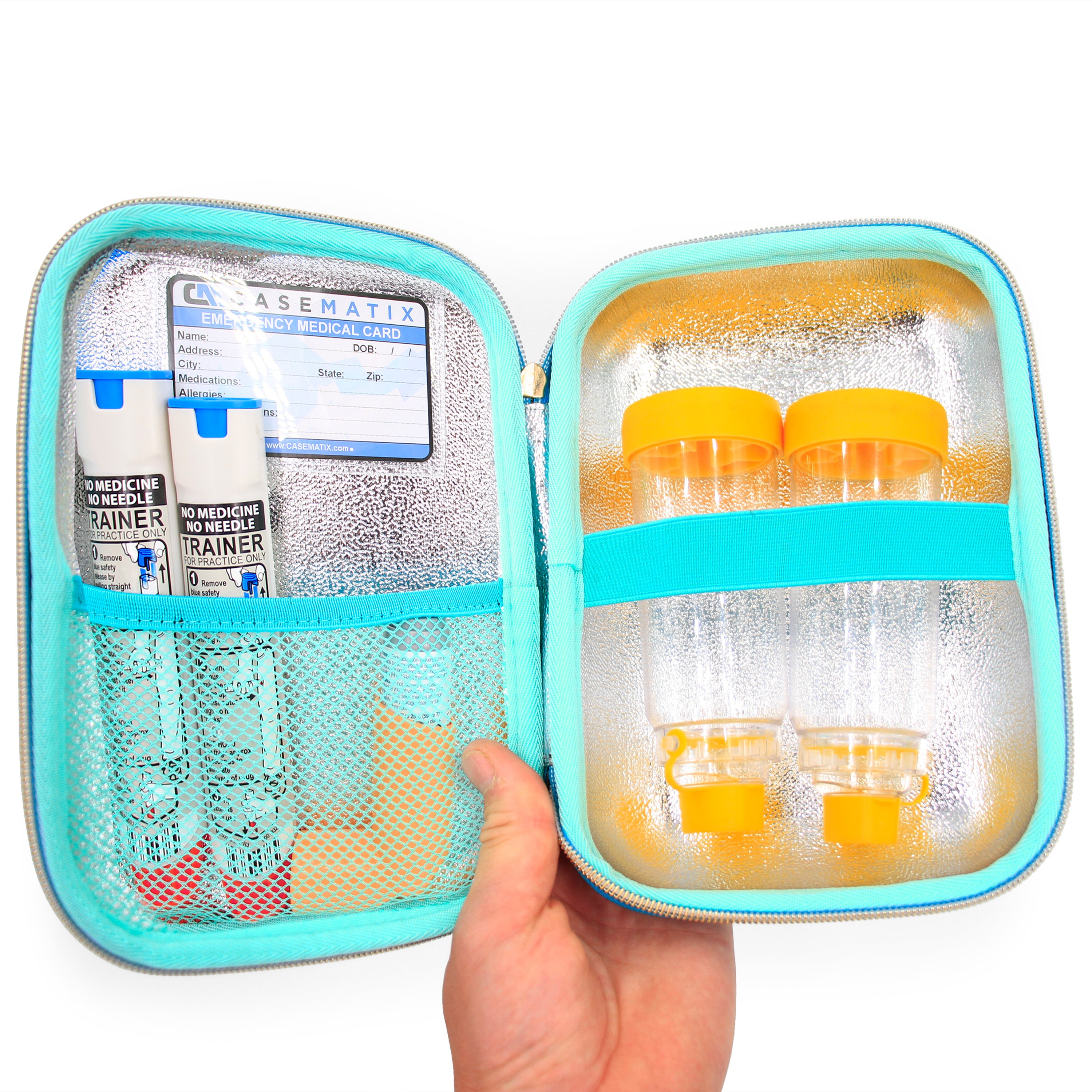 8" Turquoise Asthma Inhaler Case for Travel Fits Spacer, Mask and Accessories, Includes Case Only