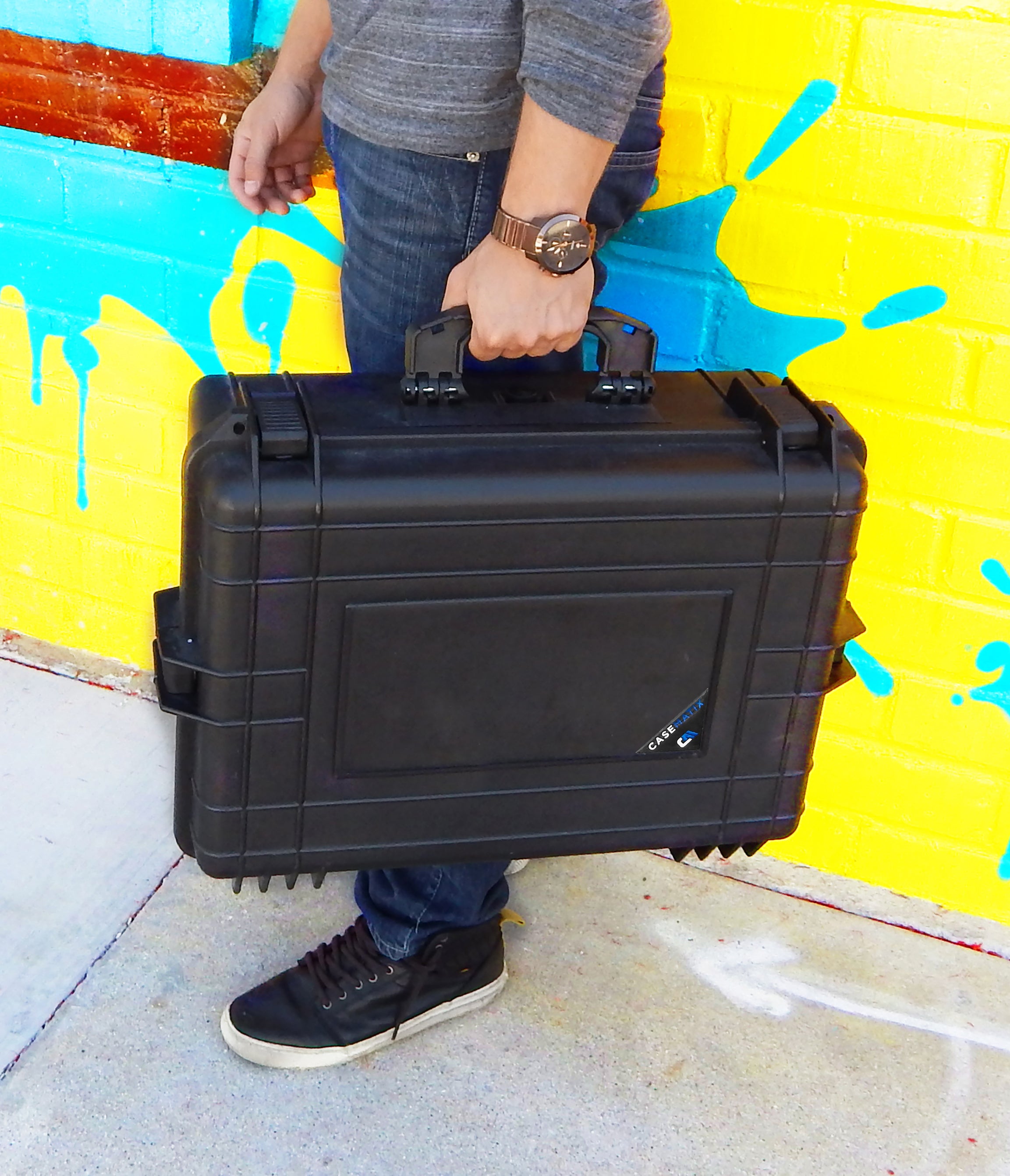 23" Waterproof Hard Travel Case with Padlock Rings and Customizable Foam - Fits Accessories up to 18" x 11" x 6"
