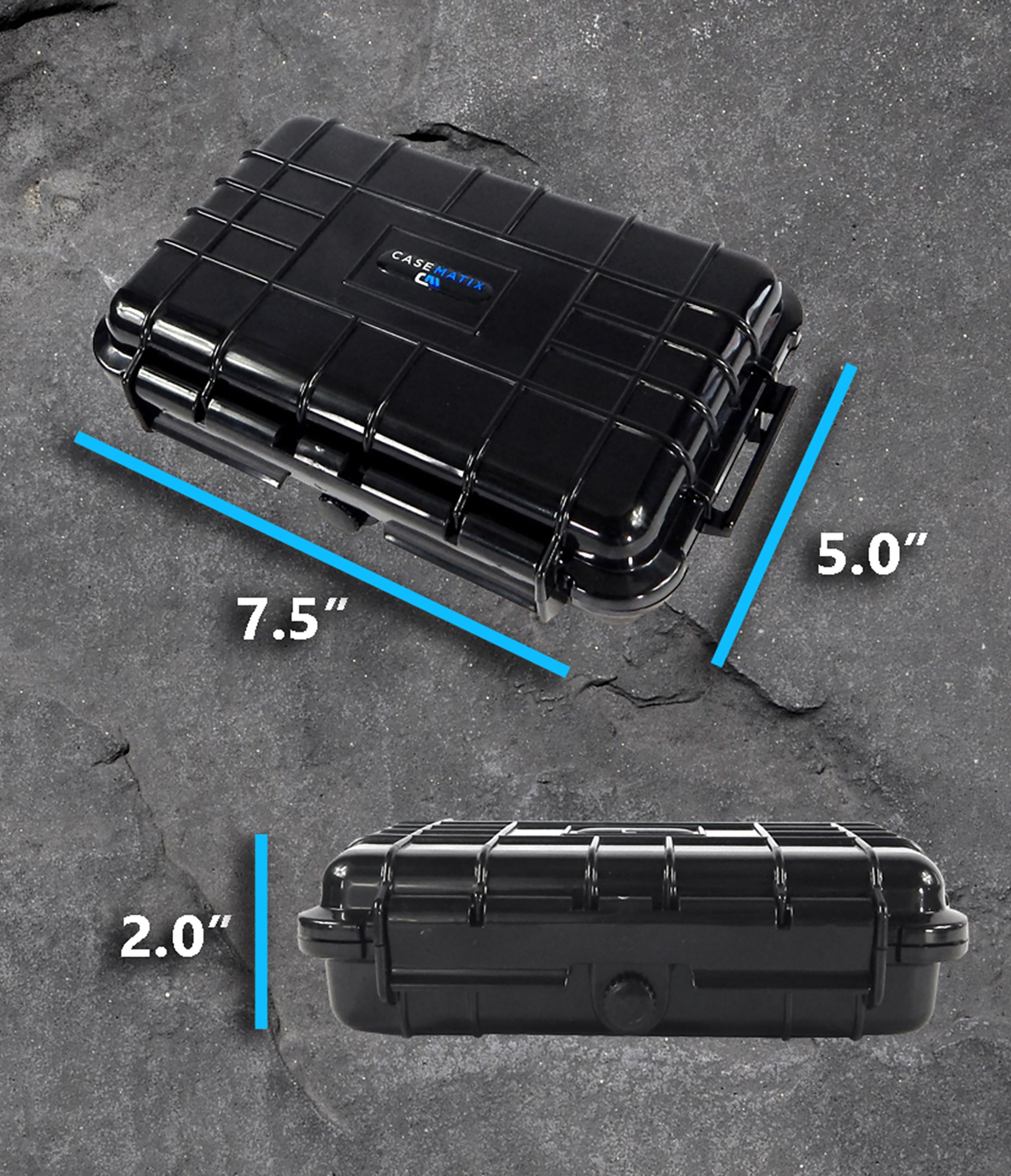 7.4" Waterproof Hard Travel Case with Customizable Foam - Fits Accessories up to 6.3" x 3.75" x 1.25"